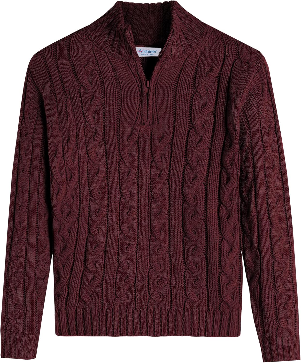 Arshiner Boy's Cable Knitted Sweater Half Zip for Kids 3-12