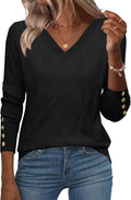 V Neck Ribbed Knit Pullover Sweater Blouse - Lightweight Layering are