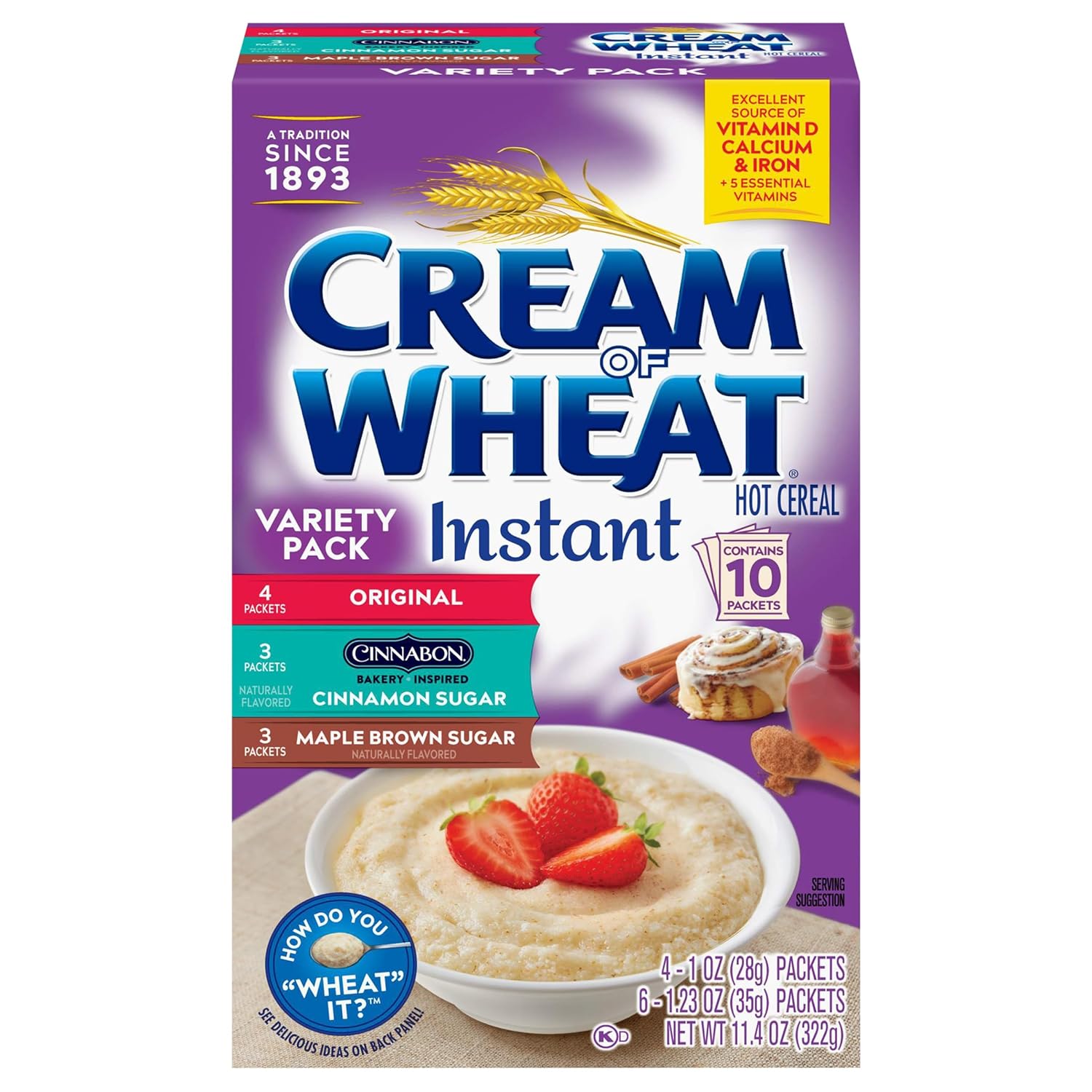Cream of Wheat Instant Hot Cereal Variety Pack for Quick Meals