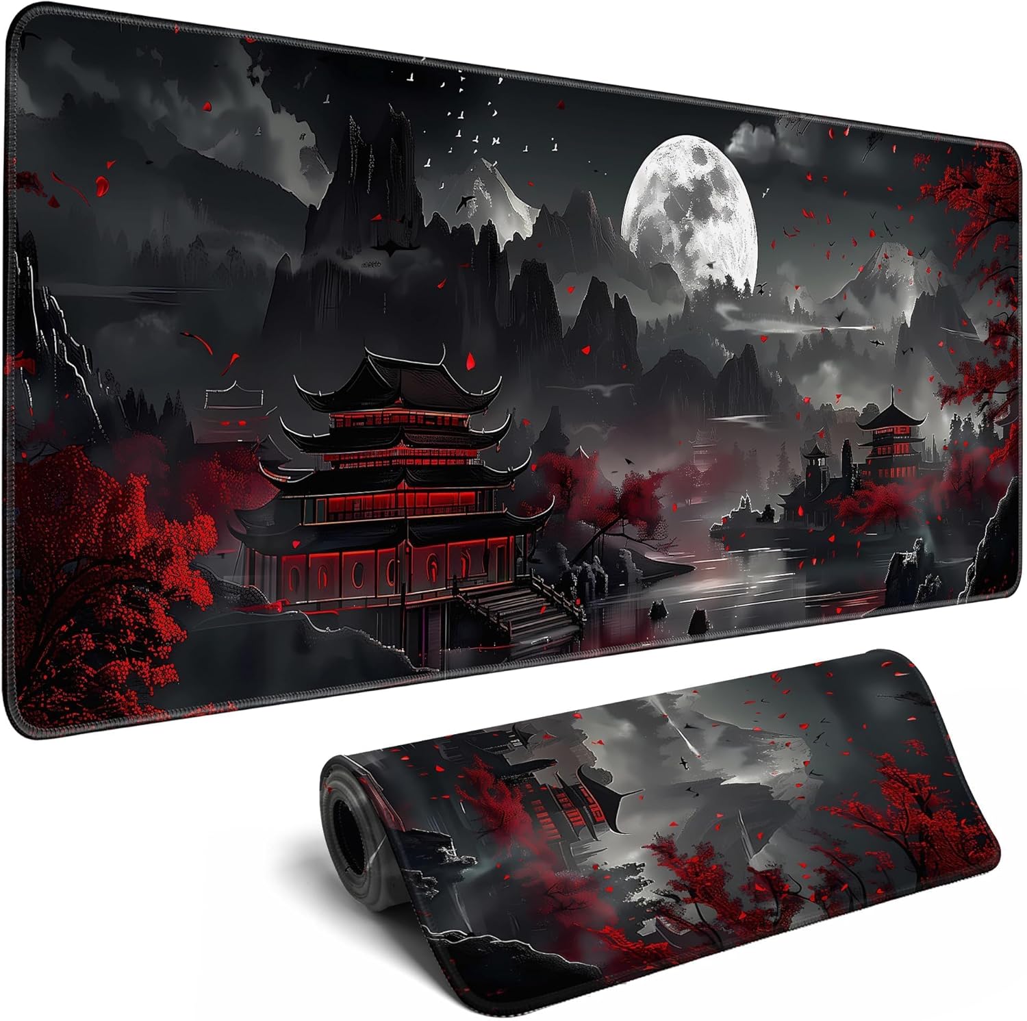 Large Japanese Riverside Full Moon Mouse Pad - MiaVibte