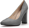 IDIFU Women's IN4 Chunky-HI Pointed Toe Pumps - Slimming 4in Heel