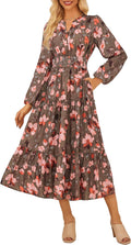 GRACE KARIN Women Floral Maxi Dress V Neck - Flowy Boho Fit