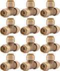 SharkBite 1/2 in Tee Pack of 12 - Fast Push-to-Connect Brass Fittings