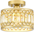 Crystal Ceiling Light Fixture 9.05 in - Modern Gold Semi Flush Mount