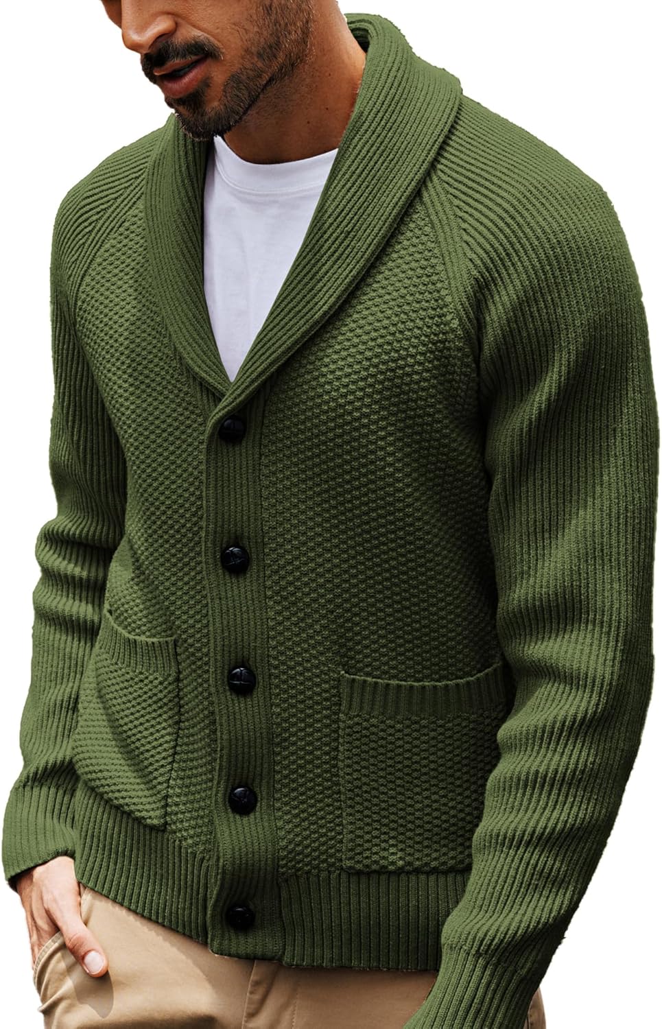 PJ PAUL JONES Mens Shawl Collar Cardigan Sweater for Style