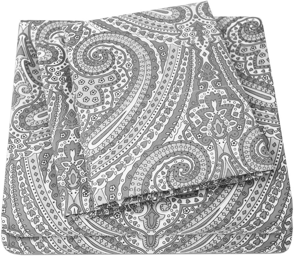 1500 Supreme Collection Queen Sheet Sets Paisley Gray Luxury