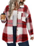 Plus Size Plaid Shacket Long Sleeve Button Down Flannel Shirt