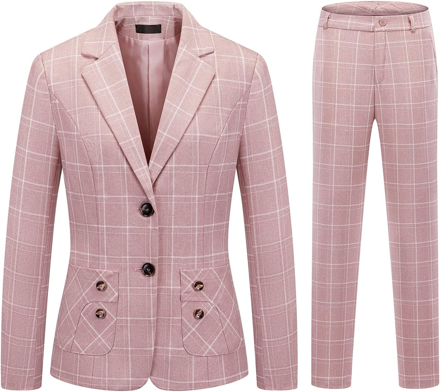 Womens 2 Piece Plaid Suits Set for Business and Casual Wear