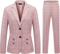 Womens 2 Piece Plaid Suits Set Business One Button Blazer and Pants is