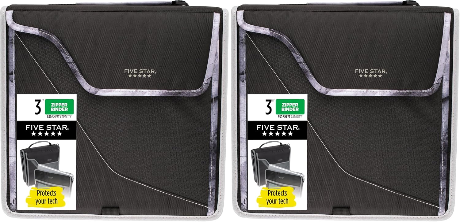 Five Star Zipper Binder with Expandable File and Device Case