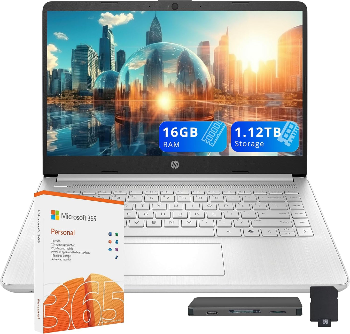 HP Stream 14 HD Laptop with Intel N150, 16GB RAM, 1.12TB Storage