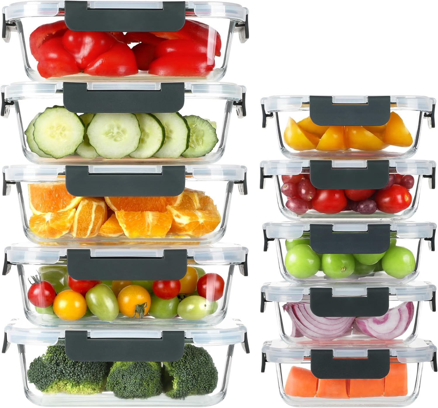 10 Pack Glass Meal Prep Containers for Easy Food Storage