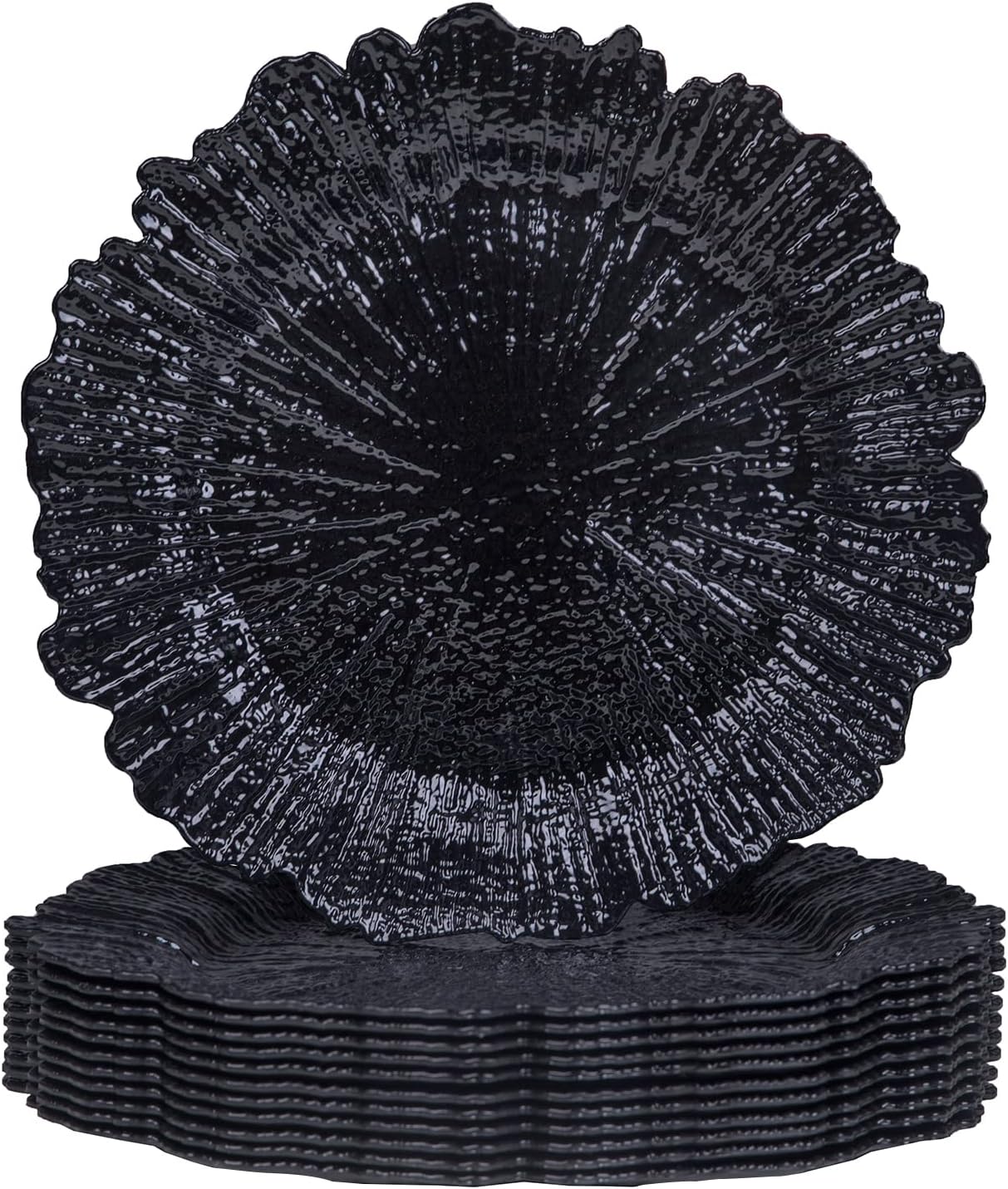 MAONAME Black Charger Plates Set of 12 for Elegant Table Settings