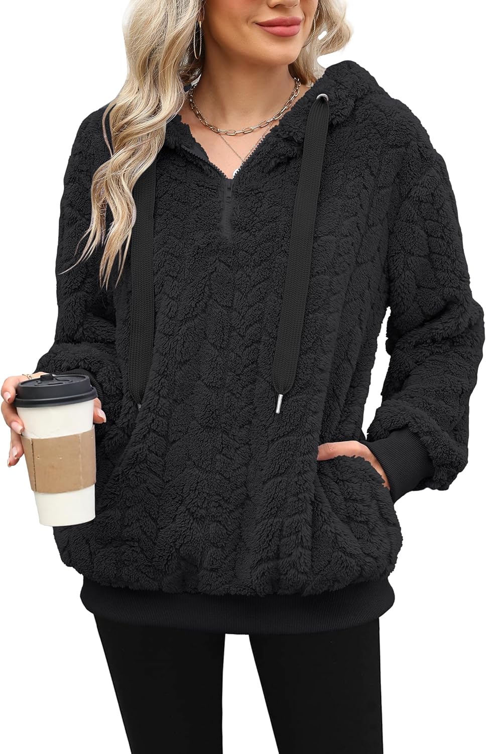 Oversized Sherpa Pullover Hoodie for Women - Cozy & Stylish