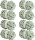 Sage Green Chunky Chenille Yarn for Crocheting - Super Bulky Cozy