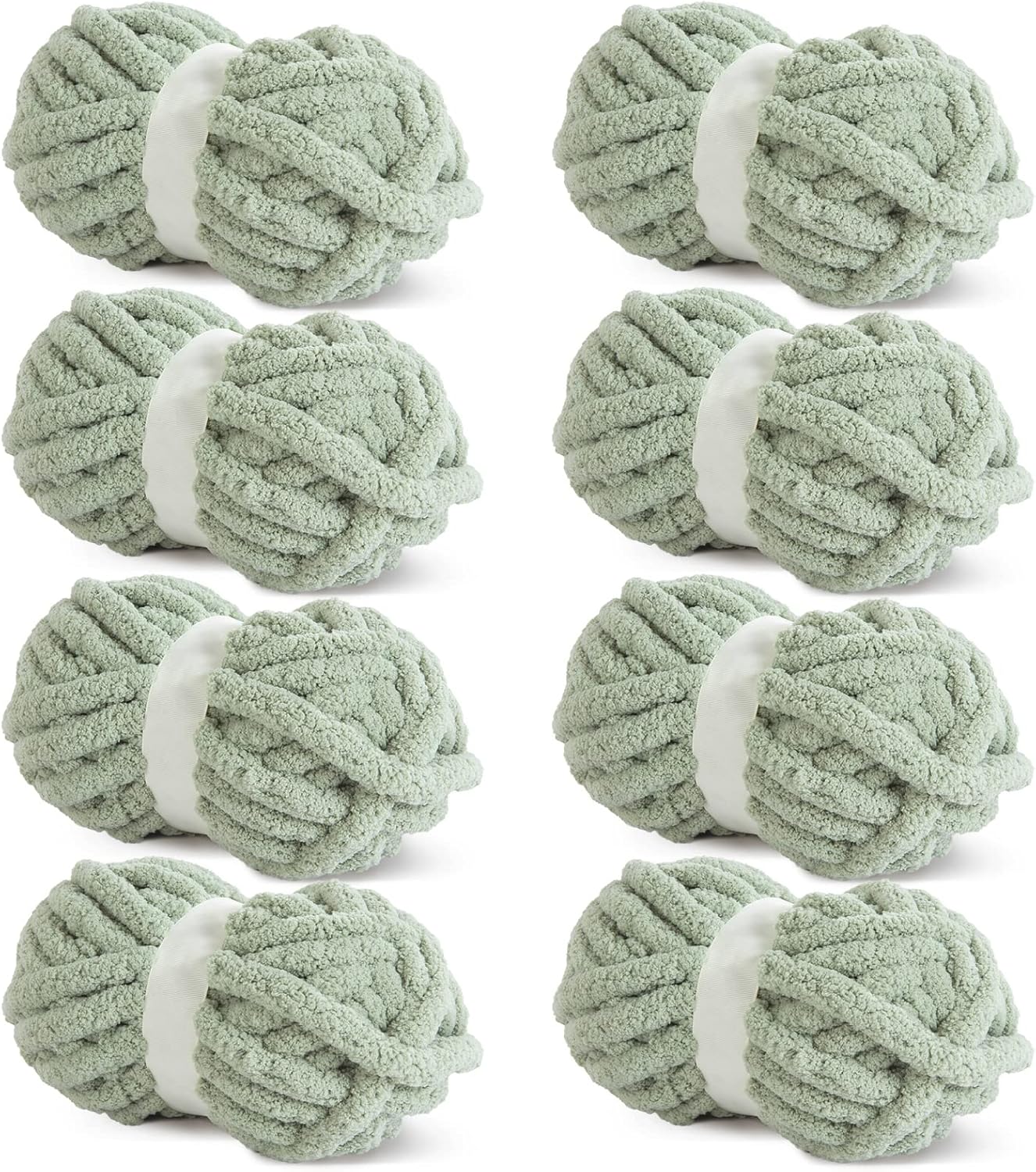HOMBYS Sage Green Chunky Chenille Yarn for Cozy Knitting Projects