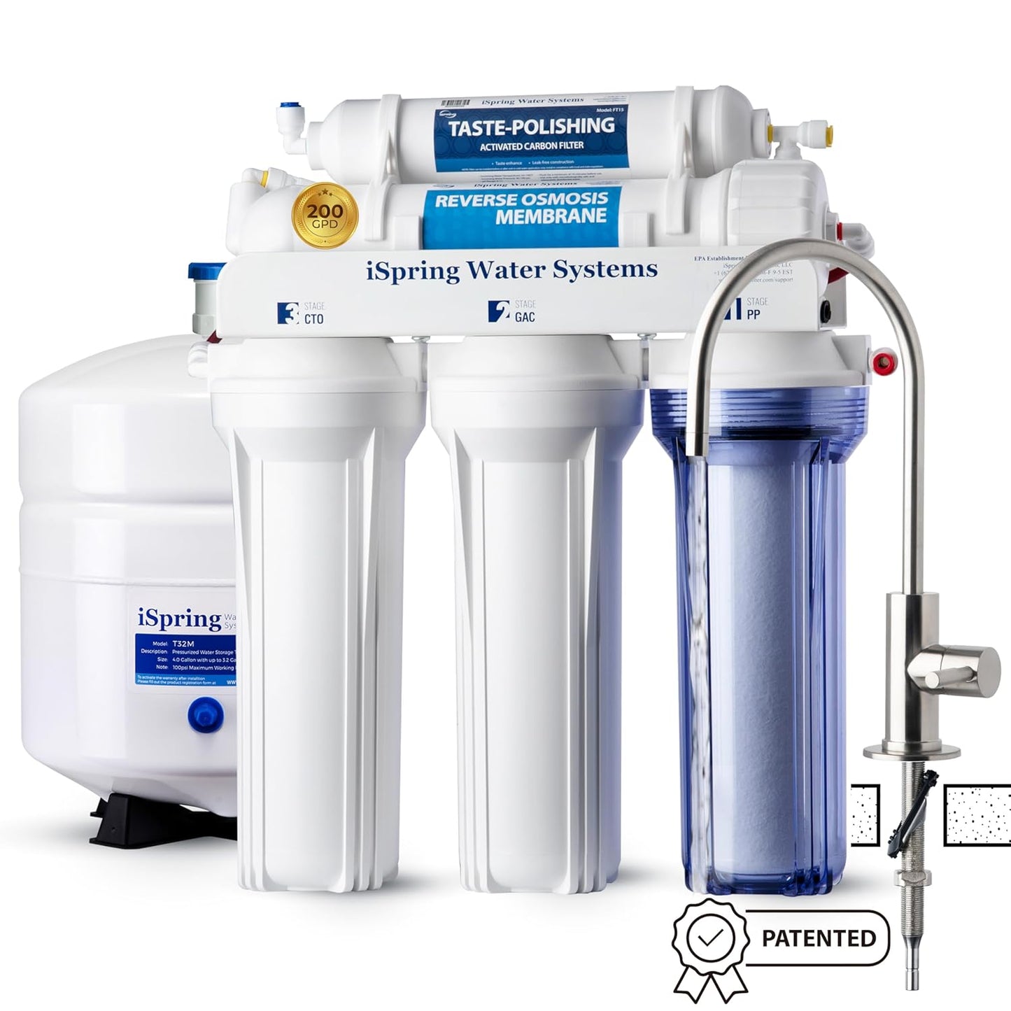 iSpring RCC2 200 GPD 5-Stage Under Sink Reverse Osmosis System
