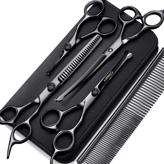Professional 6 in 1 Grooming Scissors Set for Dogs and Cats