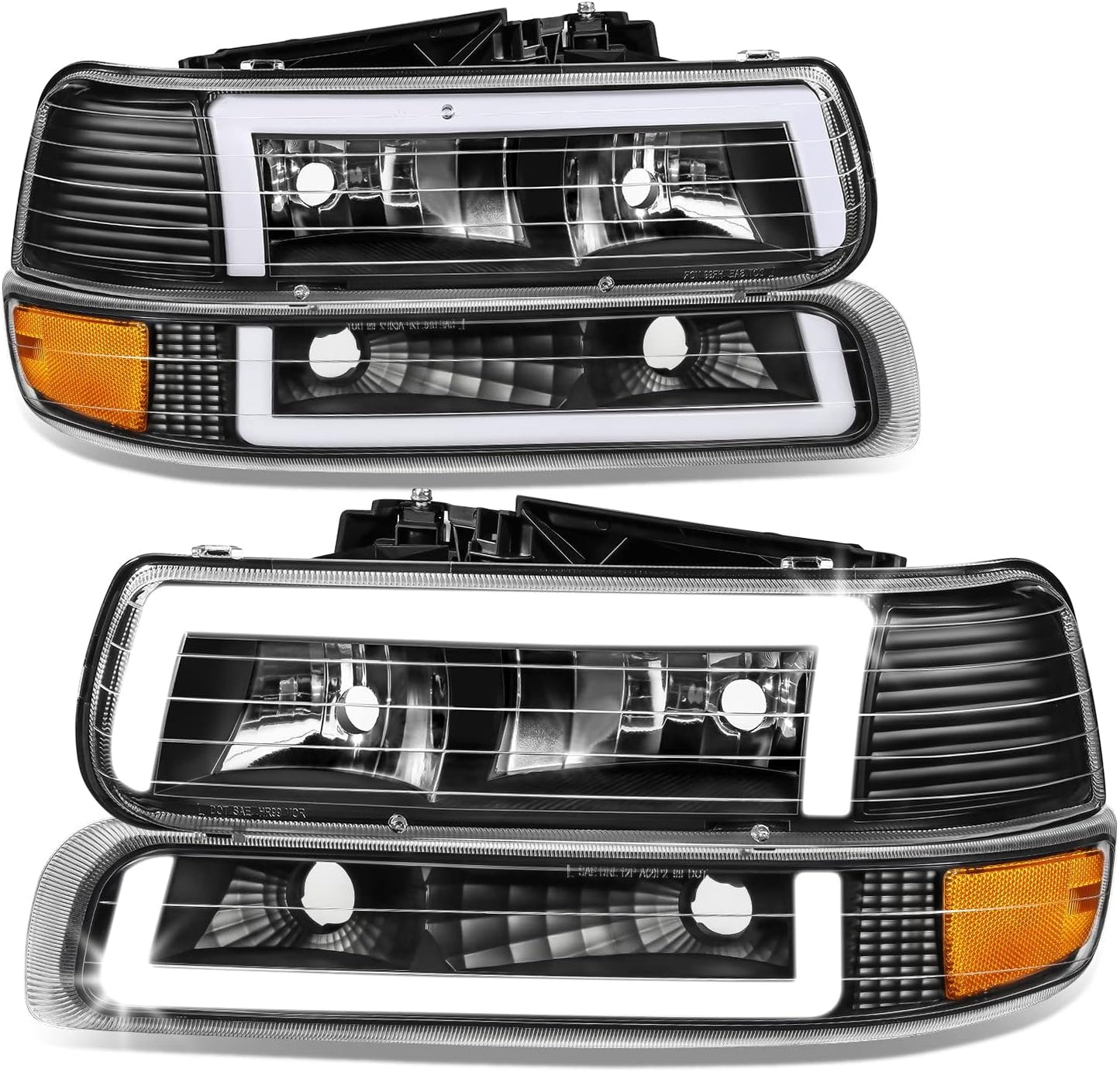 Auto Dynasty 4PCS LED DRL Headlights for Chevy Silverado 1999-2006