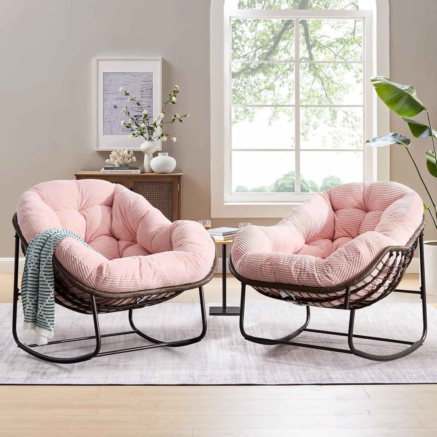 SLEERWAY Large Indoor Rocking Chair Set of 2 for Cozy Relaxation