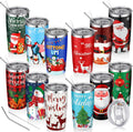 12 Pcs Christmas Tumblers 20oz Stainless Steel Insulated Cups - Party