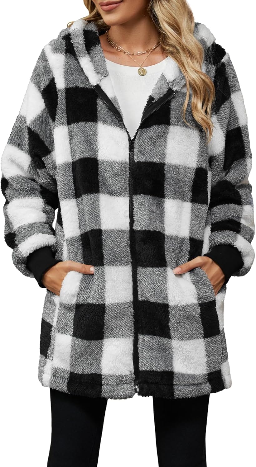 Yanekop Womens Oversized Sherpa Jacket for Cozy Winter Wear