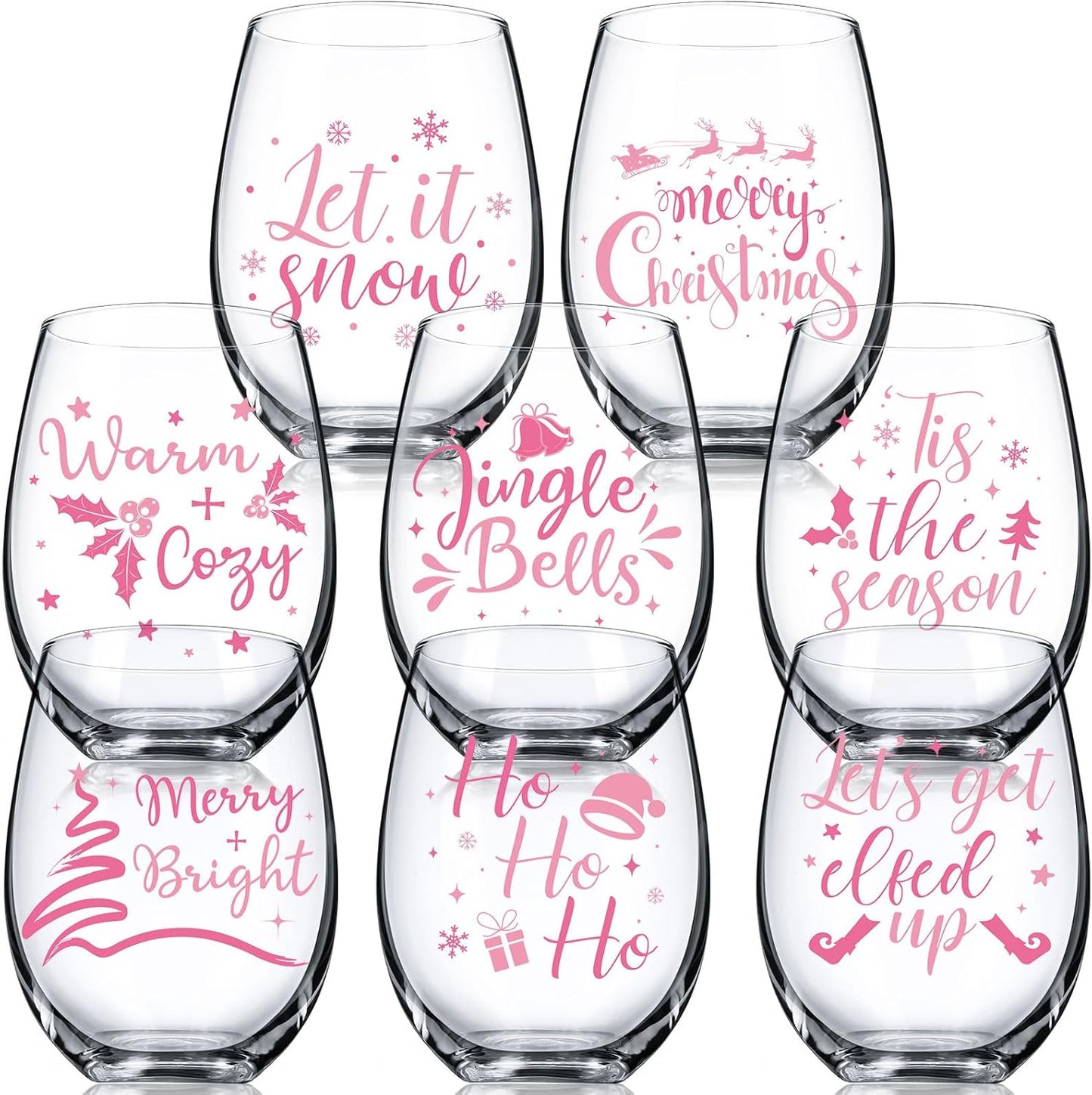 Umigy 8 Pcs Christmas Wine Glasses for Holiday Gatherings