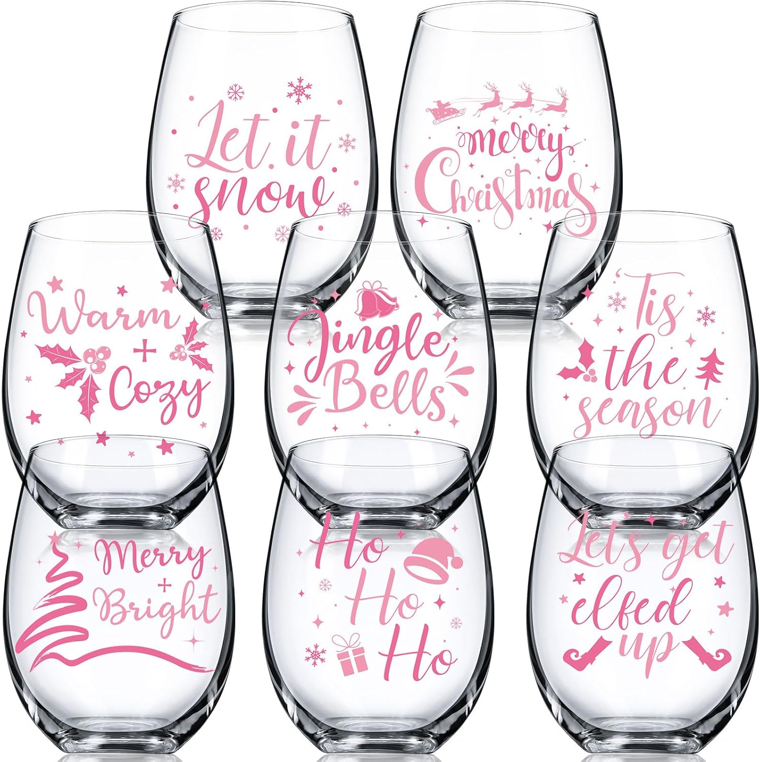 Umigy 8 Pcs Christmas Wine Glasses for Holiday Gatherings