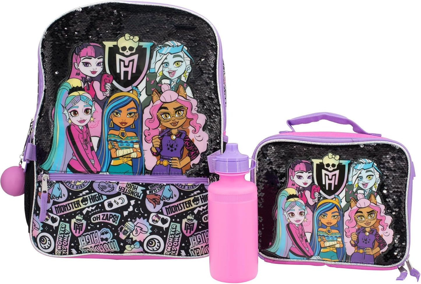 Monster High 4 Piece Backpack Set for Trendy School Girls