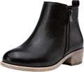 Leather Ankle Boots for Women - Low Heeled Short Booties Comfortable