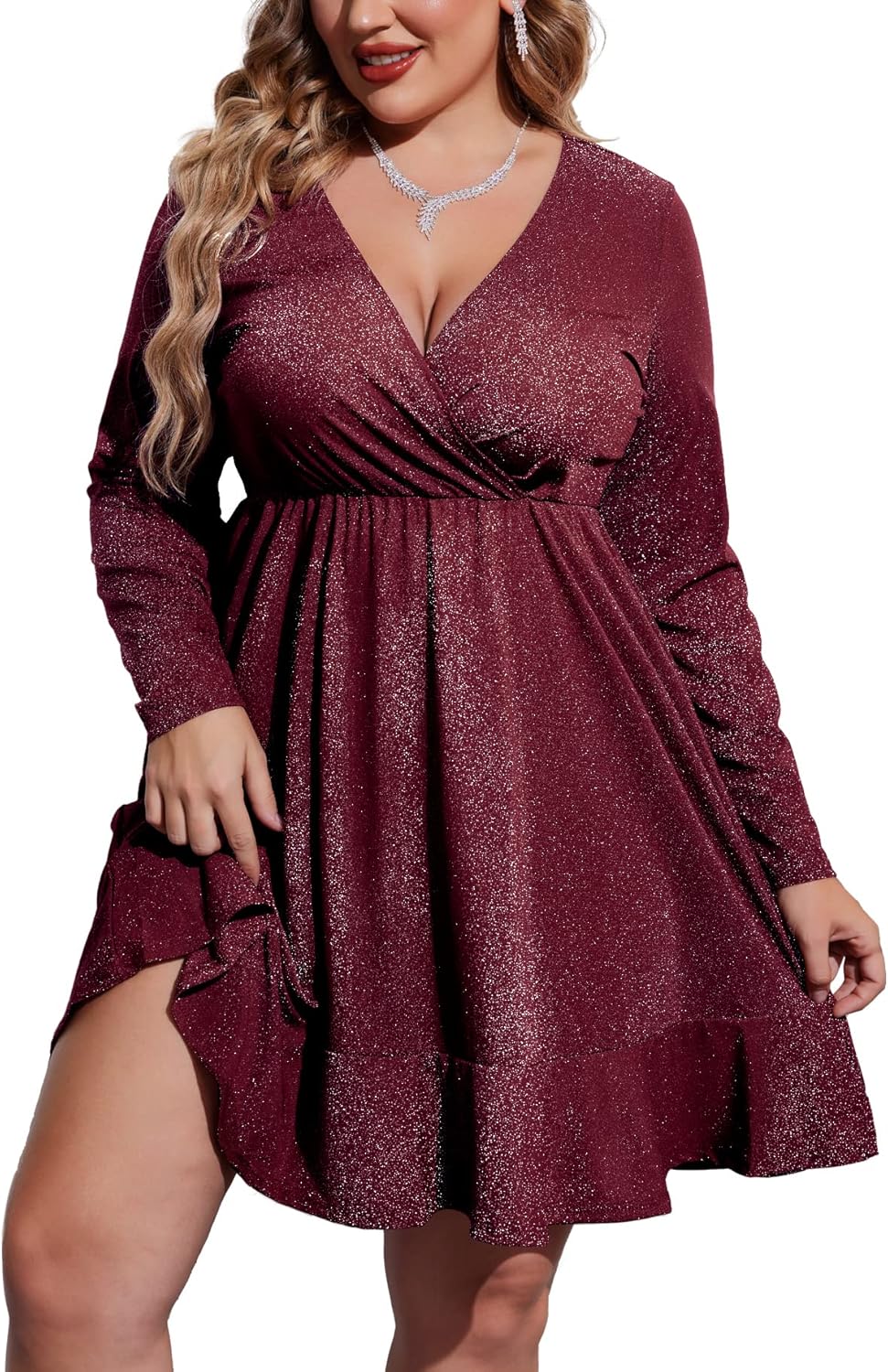 IN'VOLAND Plus Size Womens Glitter Dress for Parties and Events