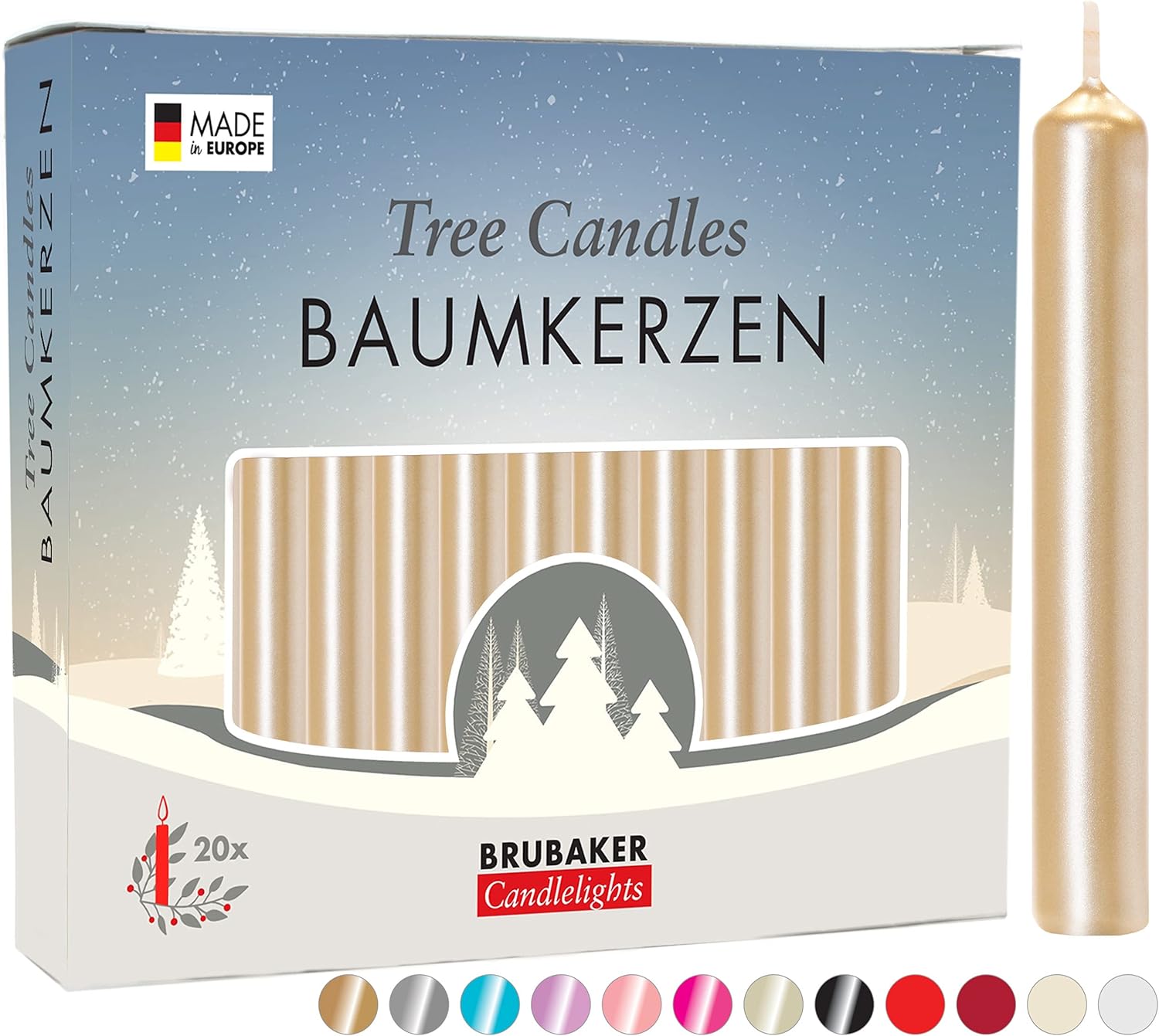 BRUBAKER Tree Candles - Pack of 100 - Pale Gold for Christmas