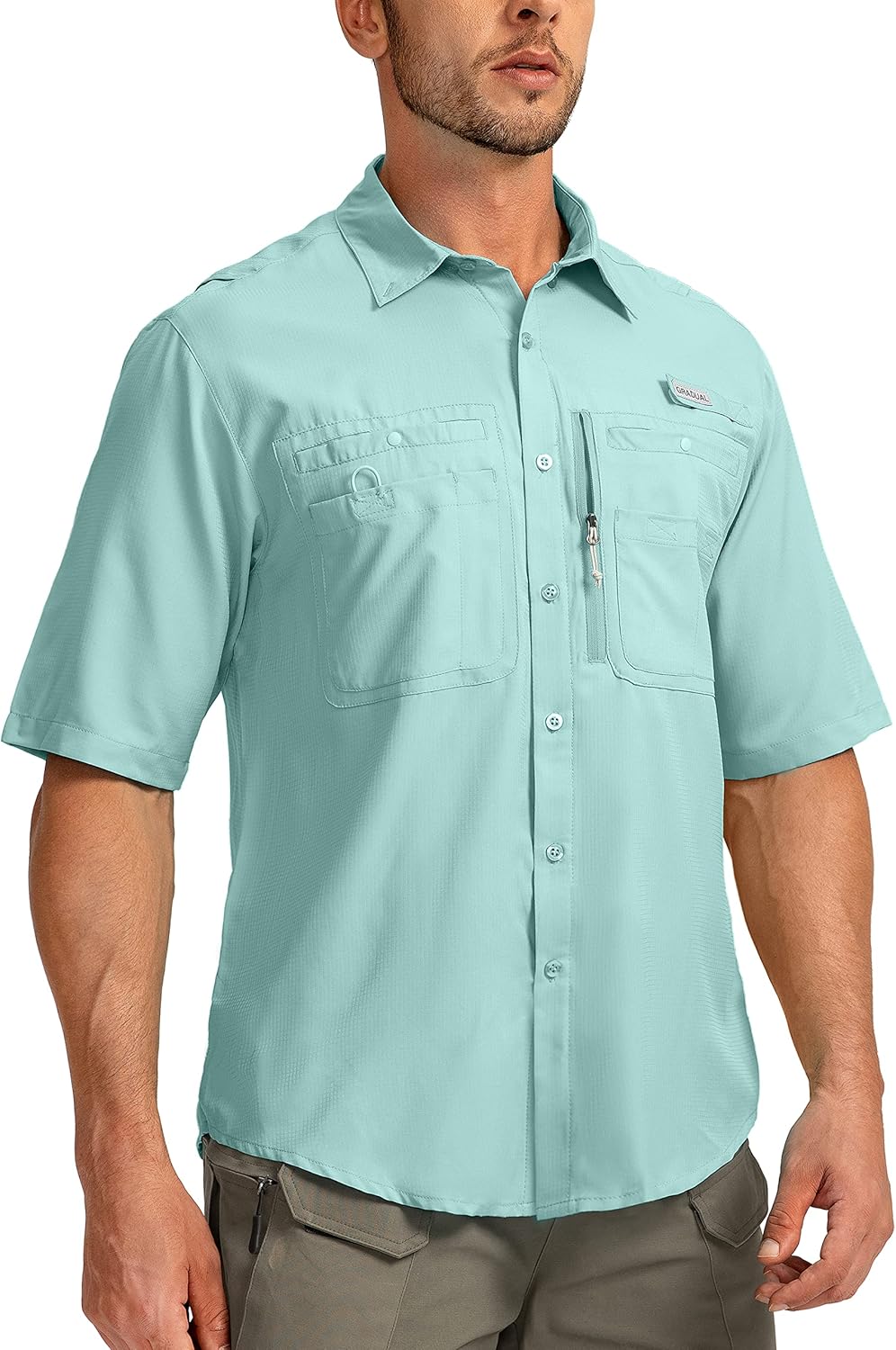 Men's Fishing Shirts with Zipper Pockets for Outdoor Activities