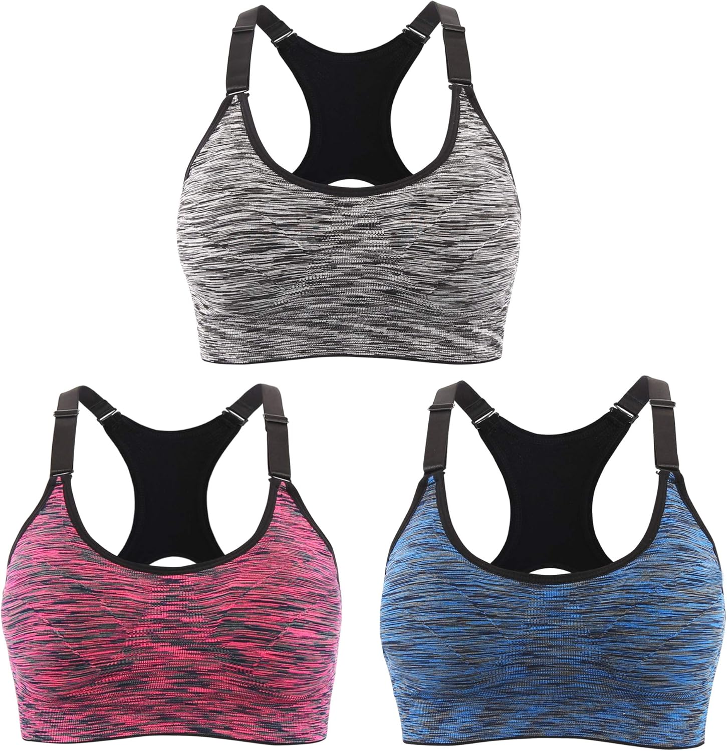 5-Pack EMY Sports Bras: Space Dye Racerback for Ultimate Support