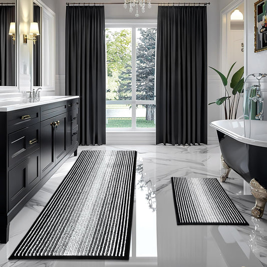 Thick Absorbent Chenille Bath Mat Set for Ultimate Comfort