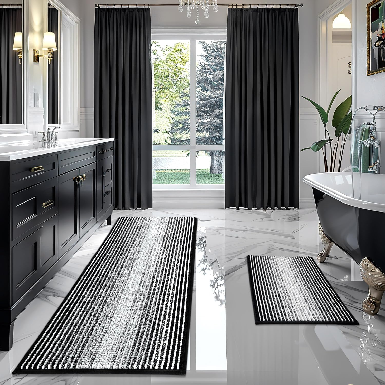 Thick Absorbent Chenille Bath Mat Set for Ultimate Comfort