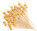200 Gold Pearl Cocktail & Food Picks - 4.7 Inch Fancy Toothpicks