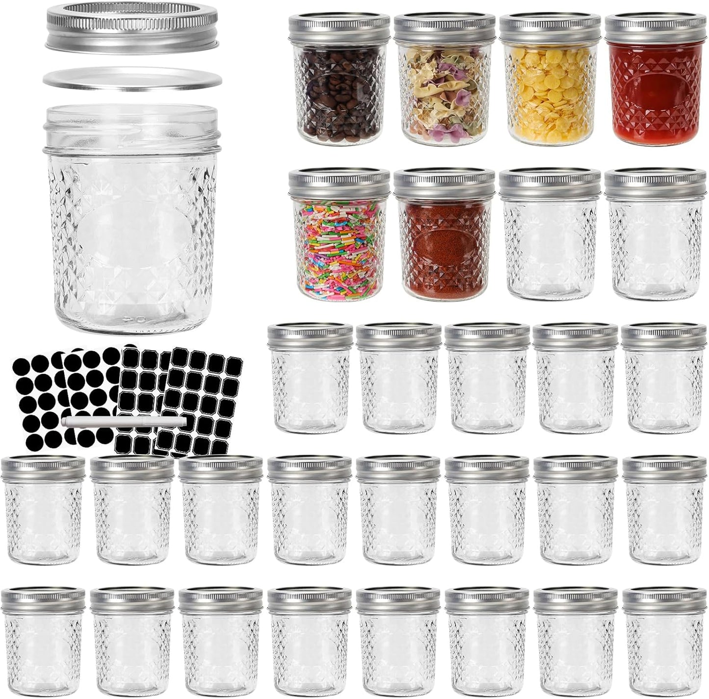 CycleMore 6 oz Mason Jars with Airtight Lids for Canning