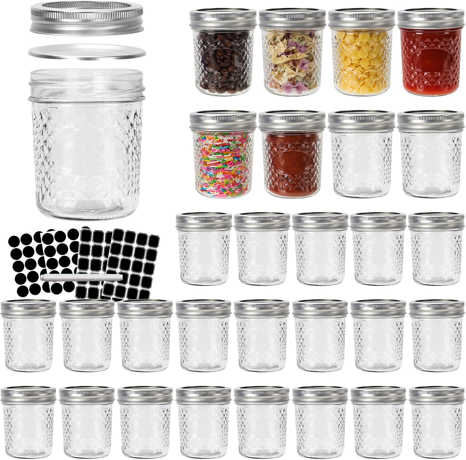 CycleMore 6 oz Mason Jars with Airtight Lids for Canning