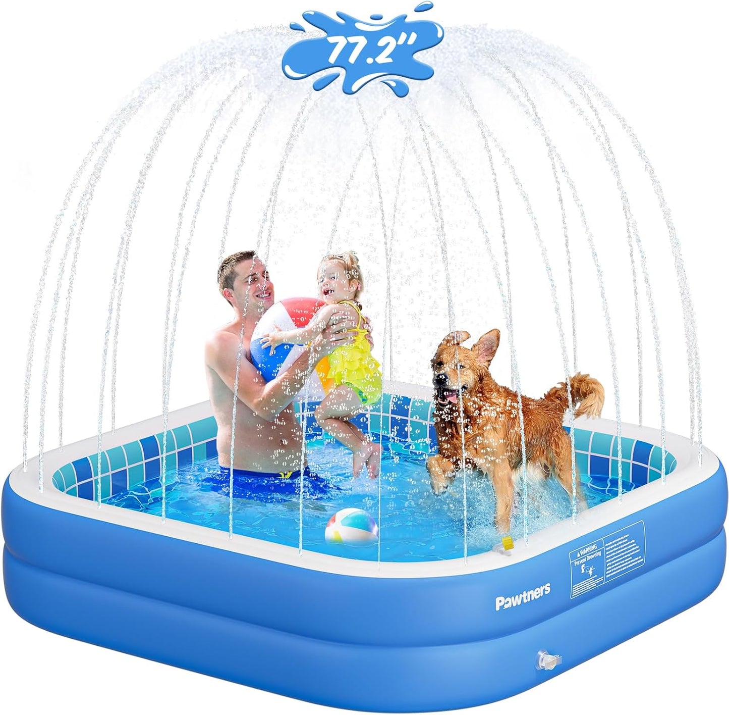 Inflatable Pool for Kids and Pets - Non-Slip Splash Pad Fun