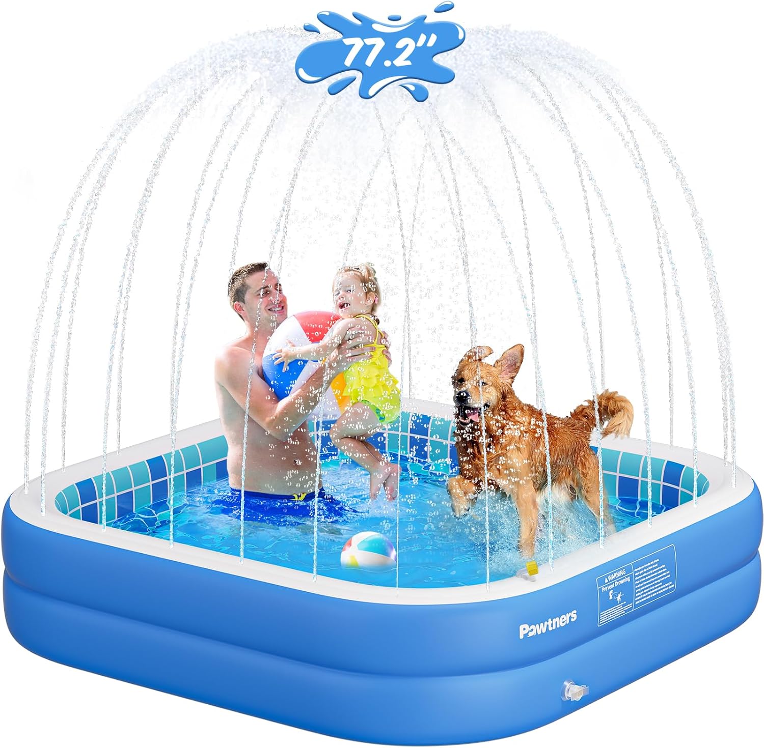 Inflatable Pool for Kids and Pets - Non-Slip Splash Pad Fun
