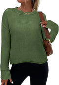 Crew Neck Cropped Sweater - Cozy 60% Cotton Blend Cropped Pullover