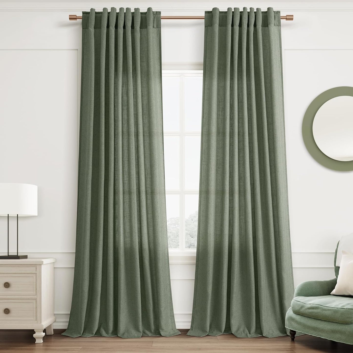 Joywell Olive Green Curtains 84 Inches Long for Elegant Spaces