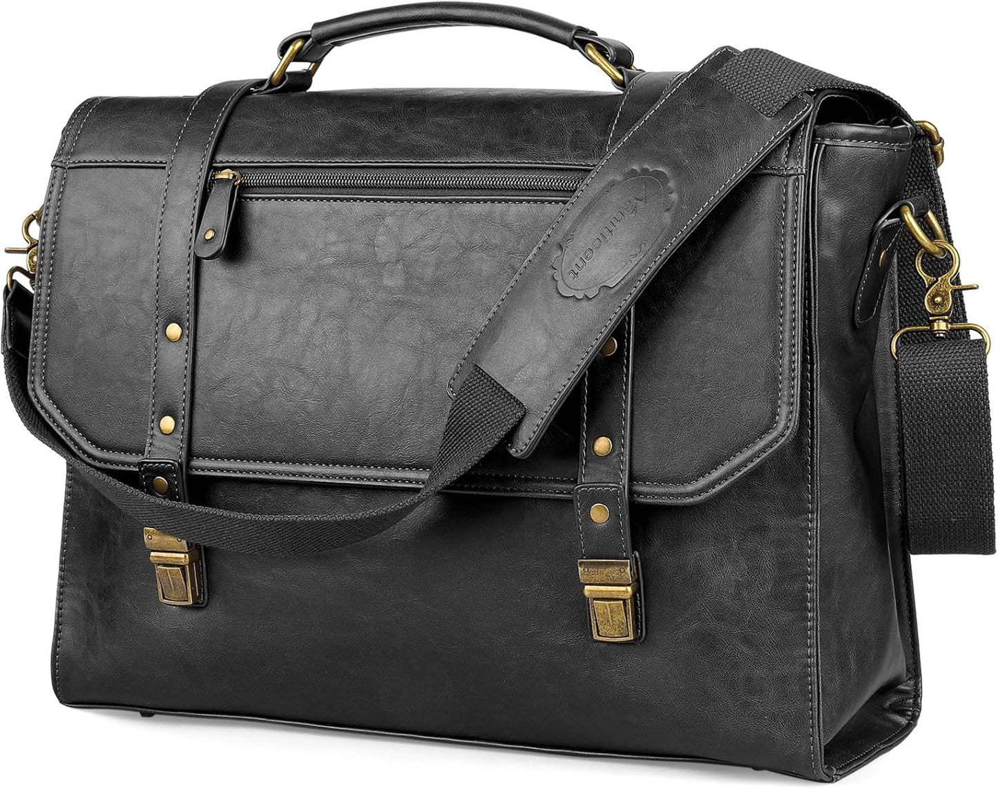 Mens Messenger Bag 15.6 Inch Waterproof Faux Leather Briefcase