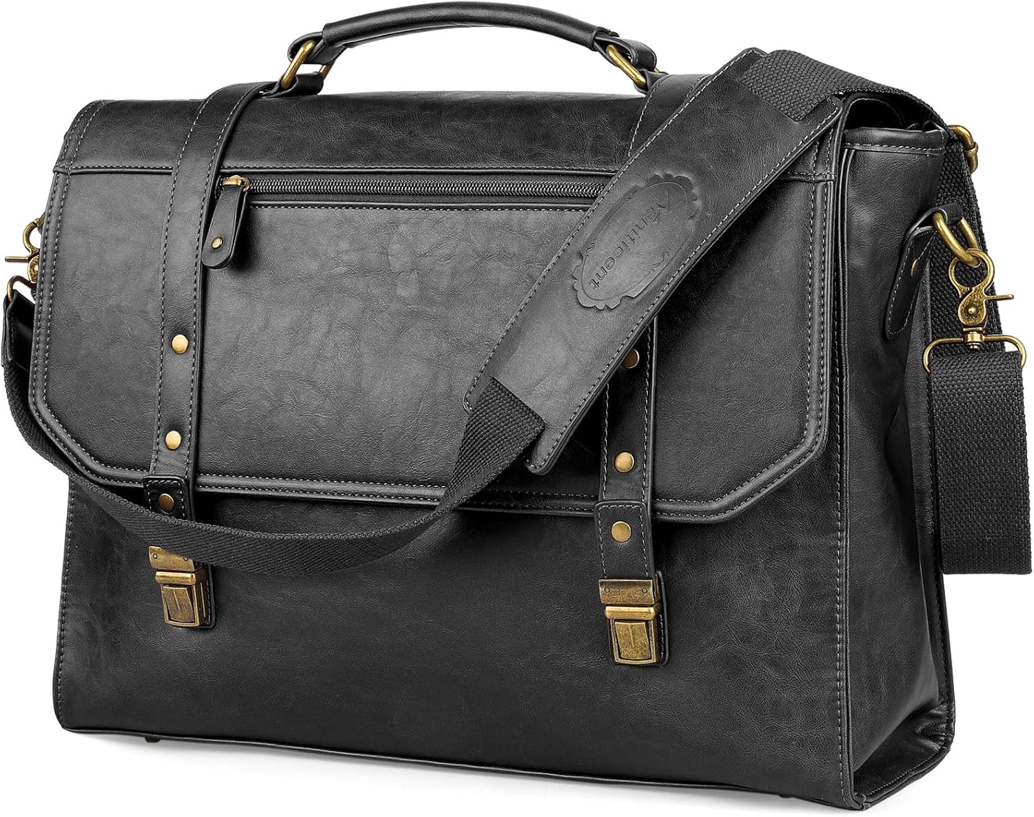 Mens Messenger Bag 15.6 Inch Waterproof Faux Leather Briefcase