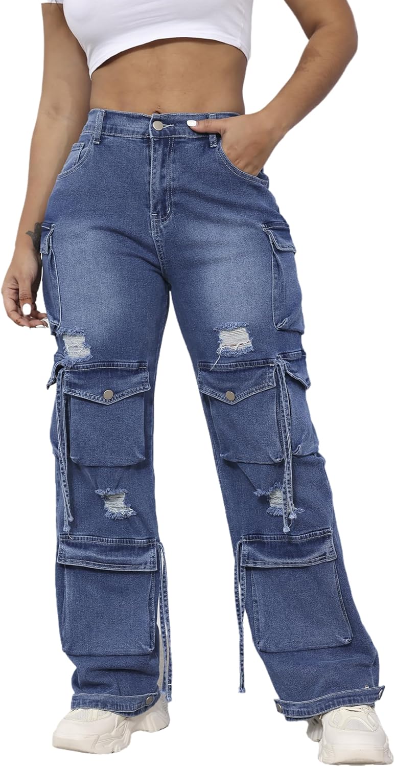 Ryehack Womens Baggy Jeans Y2k Cargo Pants for Trendy Style
