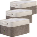 Fabric Storage Bins for Shelves 3 Pack - Stylish Linen Organizers