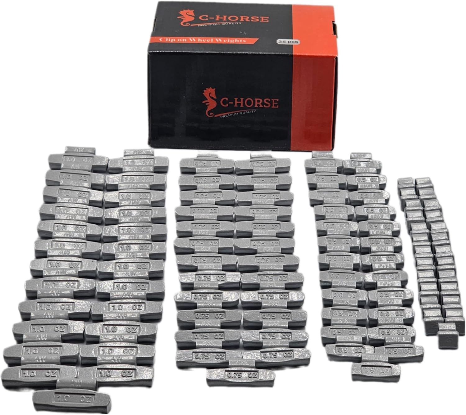 C-HORSE 100Pcs AW Series Clip on Wheel Weights Assortment