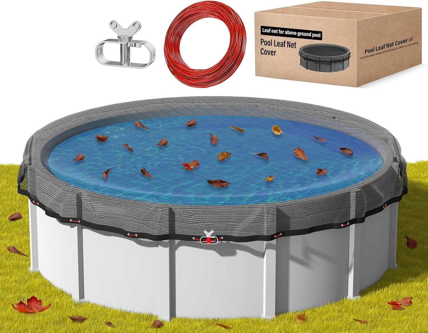 Heavy Duty Pool Leaf Net Cover for 21 Ft Above Ground Pools