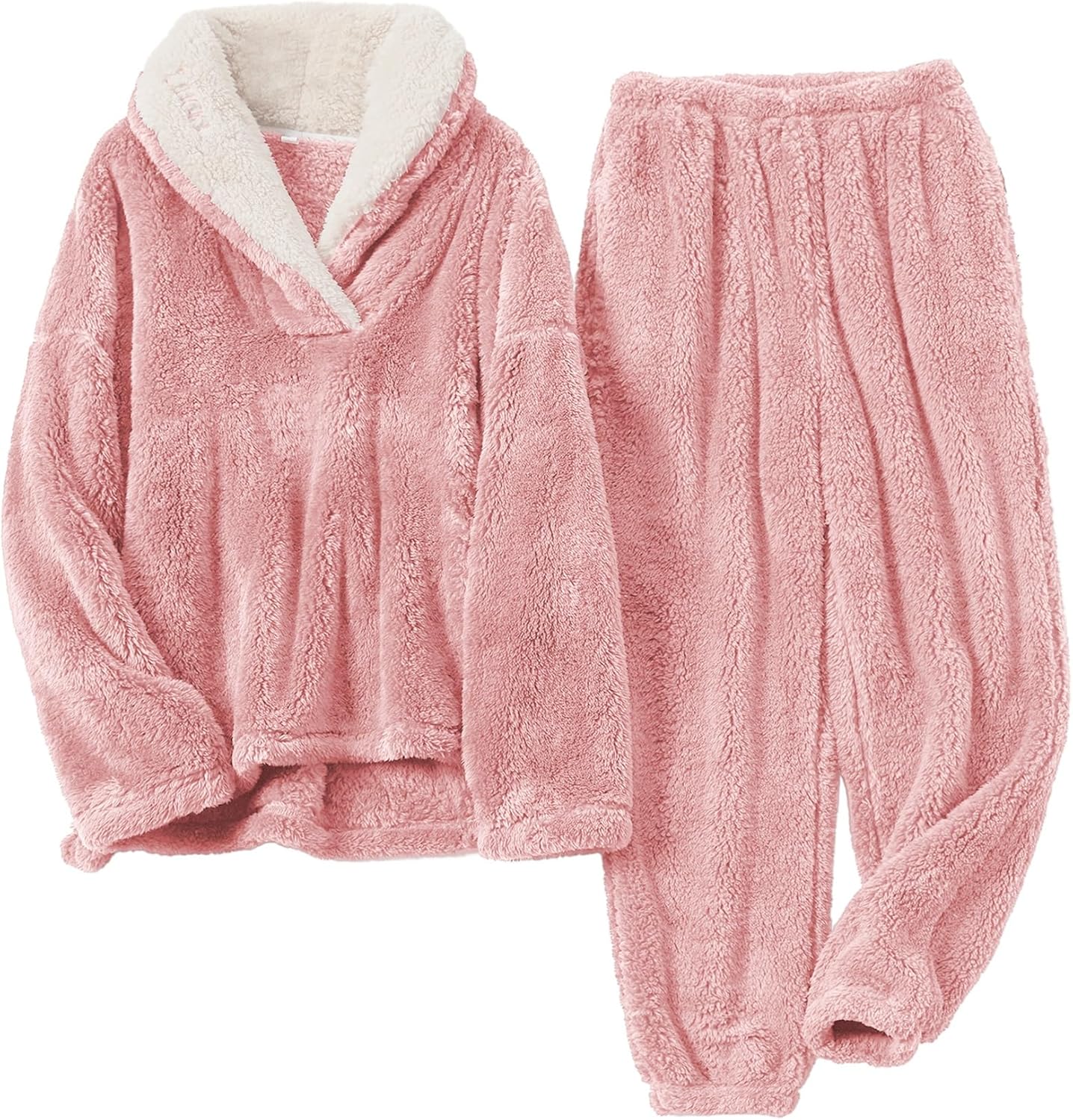 Womens Fluffy Pajamas Set for Cozy Sleepwear and Loungewear